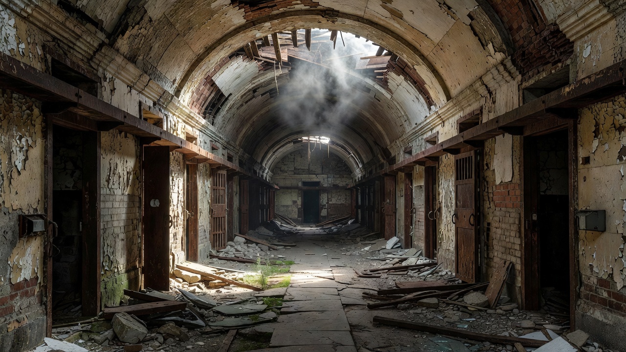 Eastern State Penitentiary decaying central hall
